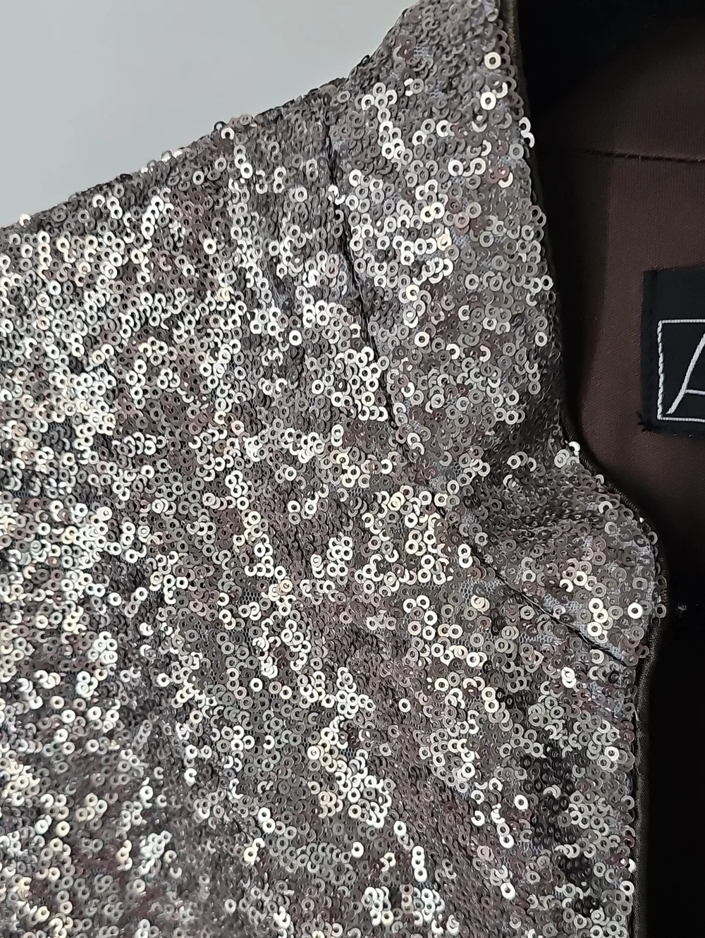 Alex Evenings Stunning Silver Sequined Cocktail Jacket w Front Zipper Elegant